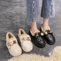 尘贺 2022秋冬新款靴子加厚棉鞋防水雪地靴女冬季加绒雪地靴豆豆鞋