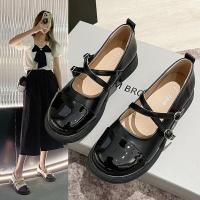 尘贺 复古仙女风女鞋软底温柔浅口方头单鞋粗跟玛丽珍小皮鞋