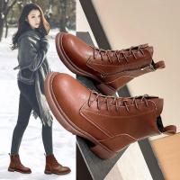 尘贺 马丁靴女款2022年新款秋冬季厚底加绒短靴子女士英伦风单靴