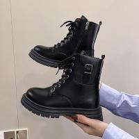 尘贺 马丁靴女短靴2022年新款加绒女鞋厚底秋冬靴子中筒靴切尔西烟筒靴