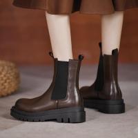尘贺 新款切尔西短筒马丁靴女英伦短靴烟筒靴时尚舒适