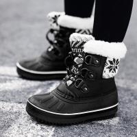 尘贺 儿童雪地靴冬季加绒加厚中大童高帮棉靴童鞋保暖男童棉鞋