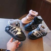 尘贺 童鞋男女童棉鞋冬季新款加绒加厚鞋大童革面保暖高帮雪地靴