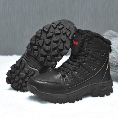 尘贺 新款户外登山防滑雪地靴工装防水保暖大码棉鞋大码雪地靴