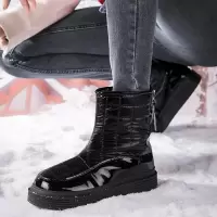 尘贺 冬季加绒棉靴新款甜美女靴休闲马丁靴防滑雪地靴防溅水保暖棉鞋女