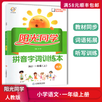 [全新正版]宇轩图书阳光同学 拼音字词训练本 小学语文一年级上册人教版RJ 教材同步词语拓展听写训练硬笔楷书笔画笔顺拼音
