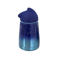 艾可思机智猫保温杯韩版渐变色男女学生不锈钢真空保温杯水杯[300ML星际蓝]
