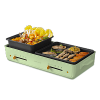 奥克斯 AUX KS740白色火锅烧烤一体锅电烤盘烤肉盘煎烤肉多功能烤炉烧烤炉大容量