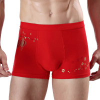 年货 纯棉本命年大红内裤中腰男士内裤 新年内裤纯棉U凸平角裤