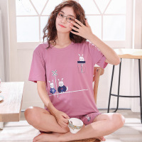 韩版睡衣女夏季纯棉短袖短裤夏天薄款清新学生女士家居服两件套装