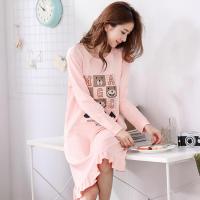 娜新元睡裙女秋季中长款全棉可爱韩版大码长袖睡衣春秋可外穿宽松