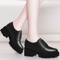 金丝兔松糕鞋女厚底秋季新品百搭韩版网红黑色单鞋小皮鞋粗跟女鞋