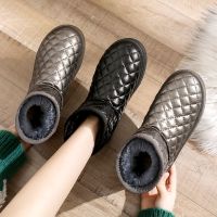 雪地靴女款加厚加绒鞋子女保暖防滑面包鞋皮面防水棉鞋女冬季新款