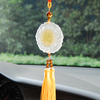 福特 汽车创意潮流挂件 车内吊饰装饰品摆件后视镜个性创意潮流男吊挂悬挂式小轿车用品 琉璃 黄色麦穗款