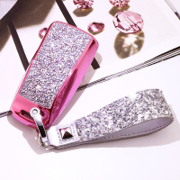 富屯 奥迪钥匙包带钻 新A4LTTSQ7新A5汽车钥匙包壳套带钻镶钻女士钥匙包套壳扣 银粉套装