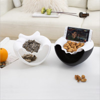 香蕉造型手机支架 懒人嗑瓜子床上吃零食盘干水果盘双层客厅带手机支架