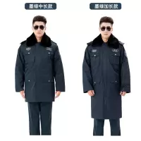 皖川2011新式保安服WC-038 冬装棉服加厚保安大衣冬季防寒工作服墨绿中长款