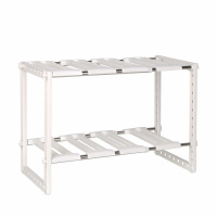 下水置物架厨房不锈钢双层 可伸缩收纳整理架子锅架储物架波迷娜BOMINA