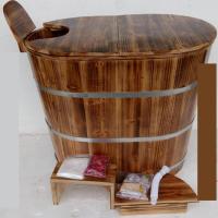 加高不占地成人木桶泡澡沐浴桶儿童洗澡桶浴盆实木浴缸带盖熏蒸桶80长x60宽x75高带盖波迷娜BOMINA