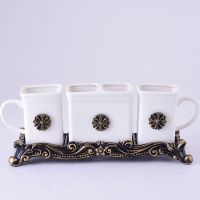 陶瓷浴室洗漱用品欧式裂纹卫浴五件套装创意树脂漱口杯牙刷架组合波迷娜BOMINA