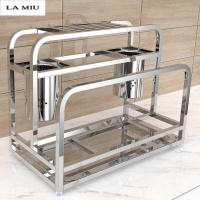 304不锈钢厨房置物架免打孔菜刀座厨具用品收纳架多功能壁挂刀架 刀板架波迷娜BOMINA