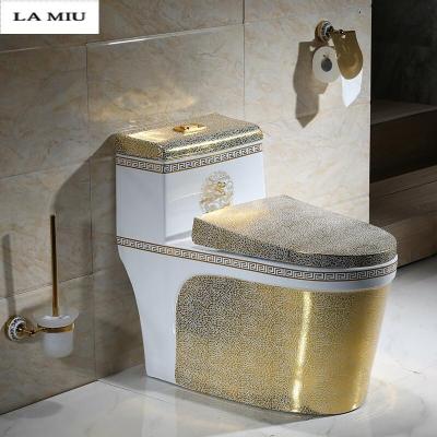 彩色马桶家用坐便器欧式彩金陶瓷座便器250/350坑距卫生间坐厕波迷娜BOMINA