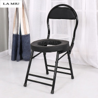 加厚坐便椅孕妇病人移动马桶残疾人坐便器老人坐便凳可折叠座便器黑色43cm高黑色小折椅波迷娜BOMINA