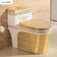 新款彩金裂纹家用坐便器抽水坐厕节水座便器冲水马桶普通超漩虹吸陶瓷波迷娜BOMINA