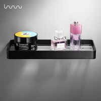 北欧镜前玻璃置物架全铜黑色卫生间浴室淋浴房壁挂墙上挂件钢化 全铜玻璃置物架 30cm波迷娜BOMINA