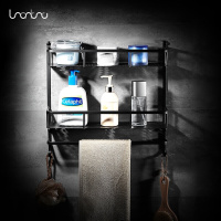 北欧全铜黑古卫浴双层洗澡间置物架淋浴房镜前置物架浴室单层壁挂波迷娜BOMINA