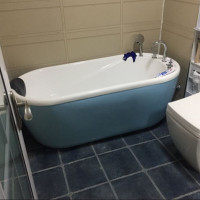 独立式浴缸家用情侣小户型日式浴盆亚克力迷你儿童圆浴缸Y彩色五件套+空缸配置送枕头波迷娜BOMINA