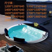 按摩浴缸双人加热气泡恒温嵌入式情侣双人瀑布按摩亚克力圆形浴缸冲浪浴盆嵌入式波迷娜BOMINA