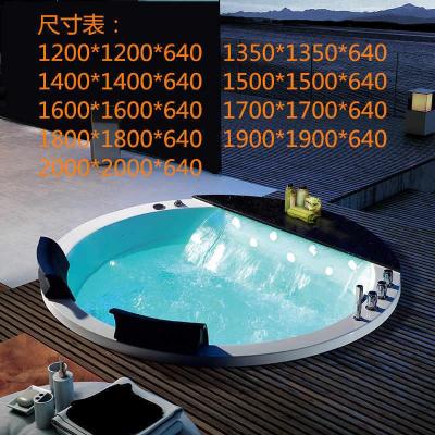 按摩浴缸双人加热气泡恒温嵌入式情侣双人瀑布按摩亚克力圆形浴缸冲浪浴盆嵌入式波迷娜BOMINA