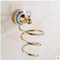 全铜青花瓷吹风机架浴室置物架欧式镀金风筒架免打孔安装