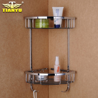 浴室角架置物架304不锈钢两层置物架带钩浴室三角架钢板/网篮波迷娜BOMINA