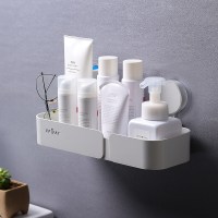 卫生间置物架洗漱台收纳盒免打孔洗手间壁挂式浴室吸盘式吸壁厕所波迷娜BOMINA