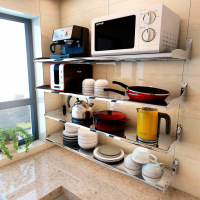 304不锈钢厨房置物架壁挂微波炉味料墙上烤箱厨具储物收纳层架波迷娜BOMINA