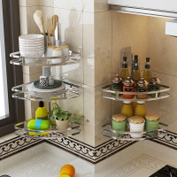 免打孔不锈钢厨房置物架味料三角架多层转角旋转油盐酱醋收纳架波迷娜BOMINA