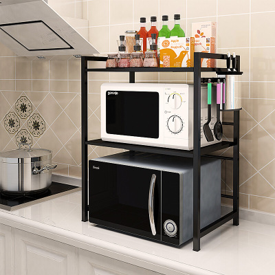 可伸缩不锈钢微波炉烤箱架子置物架2层厨房收纳架省空间家用波迷娜BOMINA