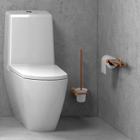 厕所马桶刷架手机架纸巾架卫浴五金挂件套装置物架中式简约木质波迷娜BOMINA