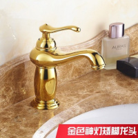 厂家批欧式仿古面盆水龙头全铜镀金色洗手盆龙头单孔冷热混水波迷娜BOMINA