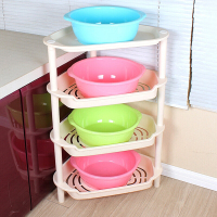 加厚三脚架浴室置物架卫生间放脸盆架塑料边拐角收纳三角形落地波迷娜BOMINA