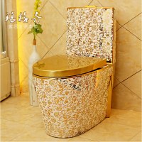 连体艺术金马桶虹吸静音节水艺术坐便器金坐便池金丝蔓藤金丝蔓藤305mm波迷娜BOMINA