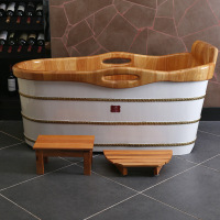 厂家直销橡木加厚泡澡木桶浴缸酒店桑拿沐浴桶单人洗澡桶批白色波迷娜BOMINA
