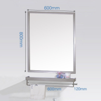 卫浴柜侧柜梳妆镜卫生间洗手间镜柜置物架浴室洗脸墙式洗手台落地简约悬挂柜小户型60x80镜子加60x12置物架-带杆-