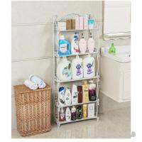 加长版浴室置物架洗手间厕所收纳架卫生间脸盆架马桶边架子 四层 加长版 白色 长43cm波迷娜BOMINA