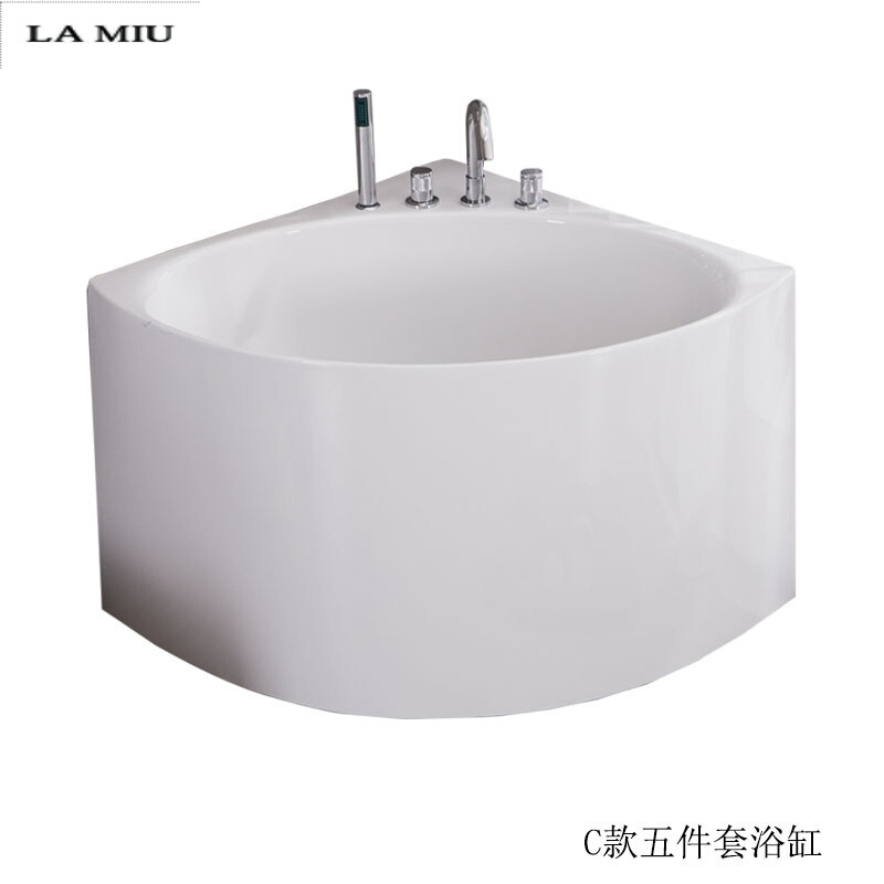 亚克力浴缸小户型家用日式深泡方形浴盆独立式迷你1.0-1.5米波迷娜BOMINA C款0.8米四件套浴缸 ≈1.3m