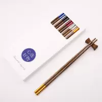 鸡翅木筷子家用10双套装木质家庭快子无漆无蜡筷 鸡翅木满天星五彩-5双装