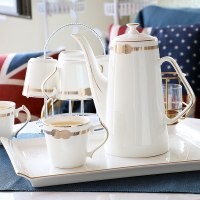 水杯杯具套装家用陶瓷客厅杯子托盘水具欧式轻奢茶杯水壶礼盒 丝绸之路9件:6杯+1壶+1架子+1托盘
