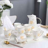 陶瓷水具套装客厅水杯欧式下午茶具套装家用冷水壶耐热杯子 金凤呈祥配平盘送勺(安全包装)